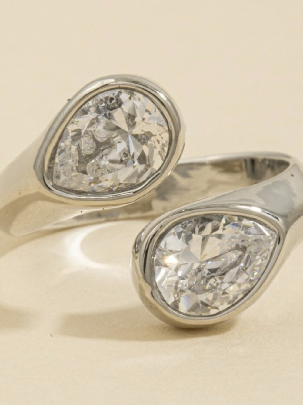 COMING SOON KATRINA SILVER BEZEL OPEN BAND RING